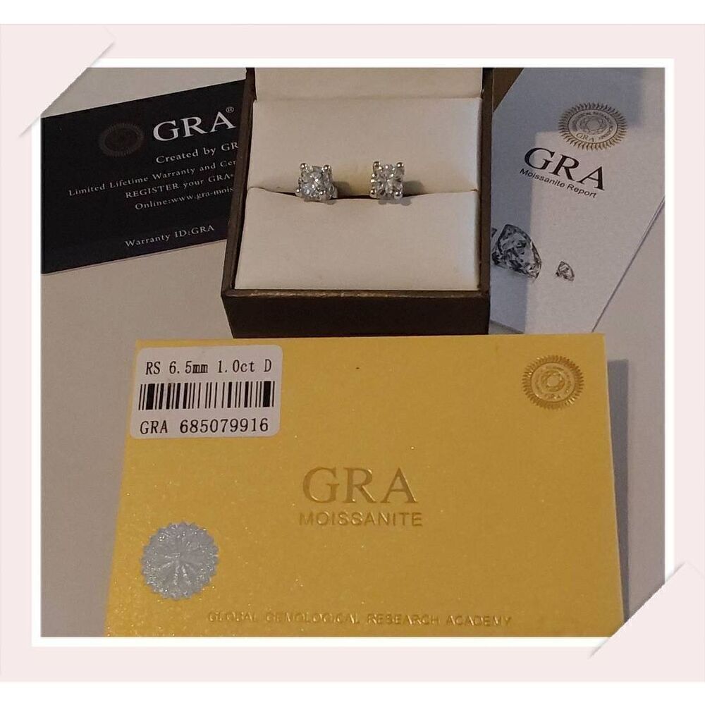 New~Genuine Moissanite Diamond 2Ct. Rose Cut Halo Design Stud Earrings~925SS